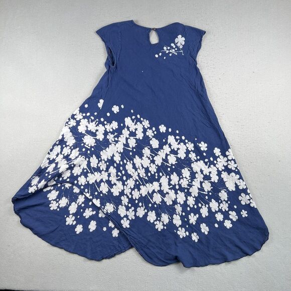 JP and Mattie Cap Sleeve Blue Floral Midi‎ Flowy A Line Dress Small - Picture 10 of 12